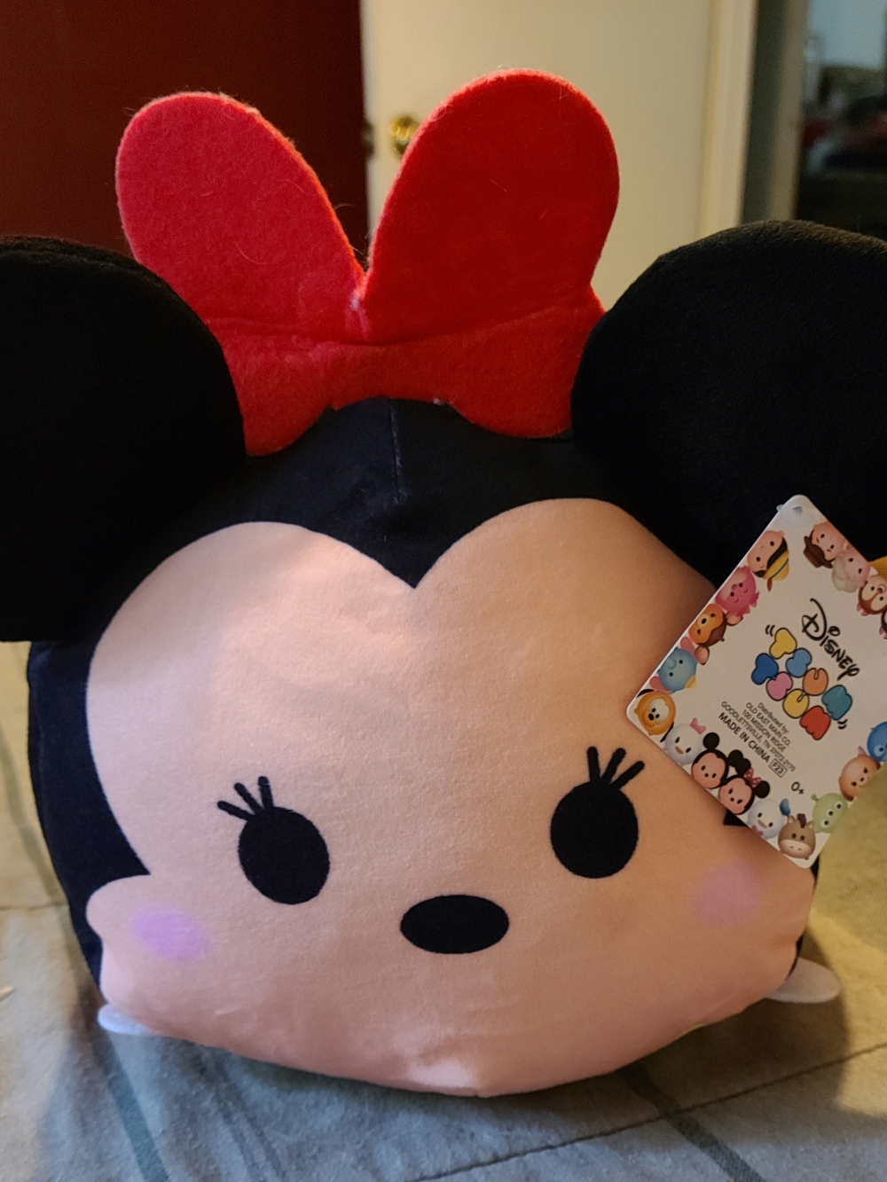 Disney Minnie Mouse Pink Black Red Plush Pillow